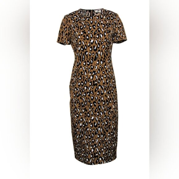 Diane Von Furstenberg Leopard Print Midi Dress - Picture 1 of 9